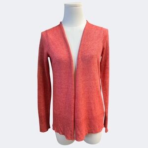 Eileen‎ Fisher Cardigan Womwn PP Coral Linen Open Front Lightweight Minimalist